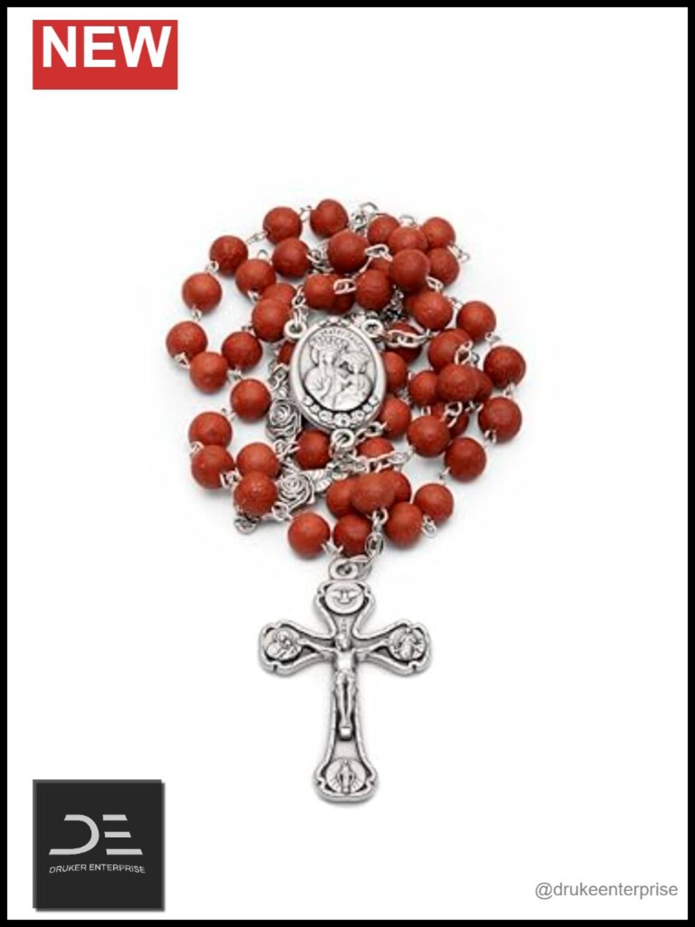 Vatican Rosary Beads Scented Rose Petal Catholic Necklace Pewter Zamak